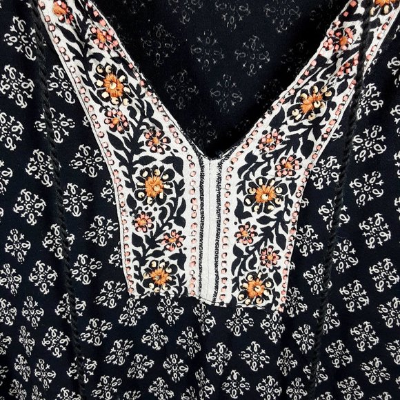 Lucky Brand Black Beaded Boho Tunic Top - Picture 3 of 6